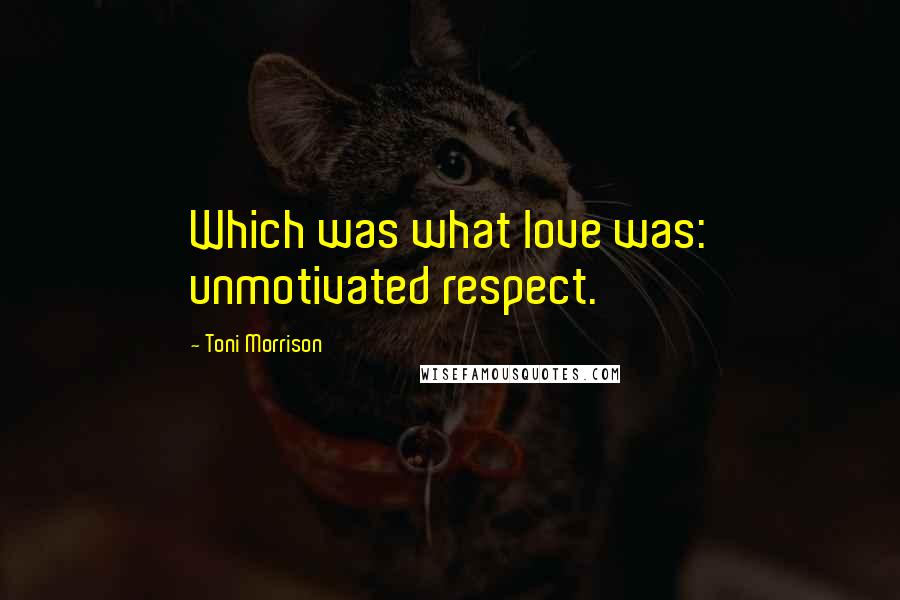 Toni Morrison Quotes: Which was what love was: unmotivated respect.