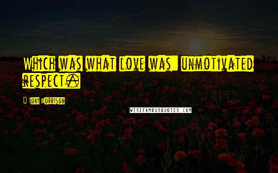 Toni Morrison Quotes: Which was what love was: unmotivated respect.