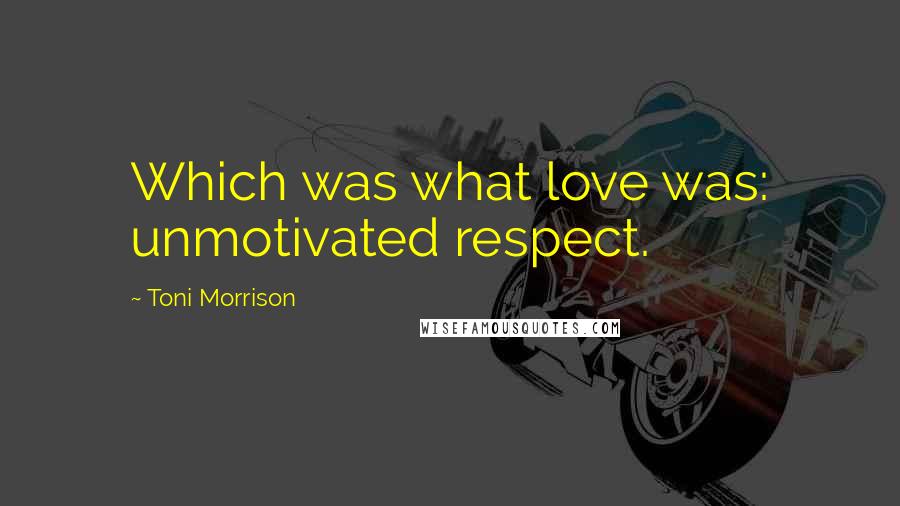 Toni Morrison Quotes: Which was what love was: unmotivated respect.