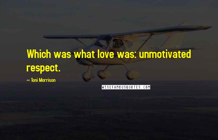 Toni Morrison Quotes: Which was what love was: unmotivated respect.