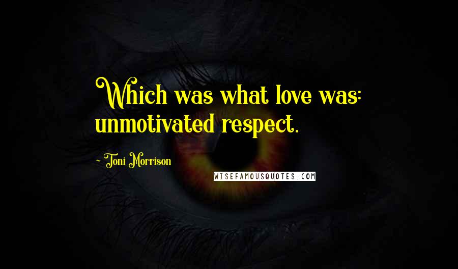 Toni Morrison Quotes: Which was what love was: unmotivated respect.