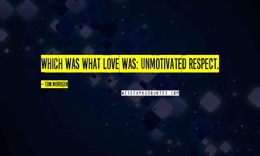 Toni Morrison Quotes: Which was what love was: unmotivated respect.