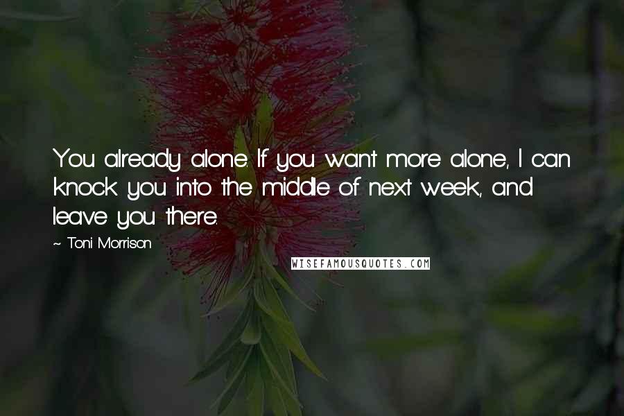 Toni Morrison Quotes: You already alone. If you want more alone, I can knock you into the middle of next week, and leave you there.