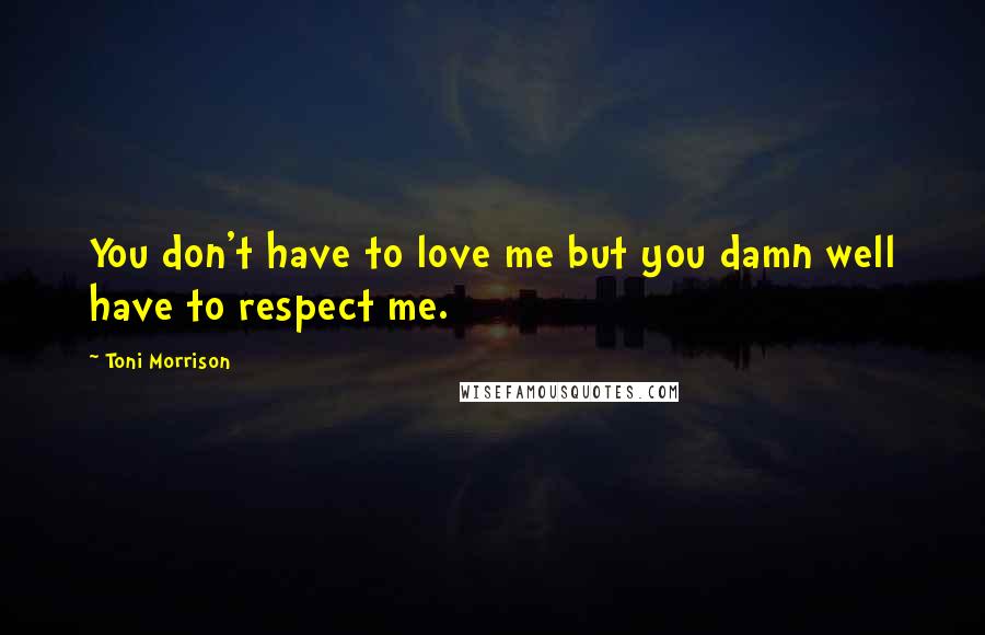 Toni Morrison Quotes: You don't have to love me but you damn well have to respect me.