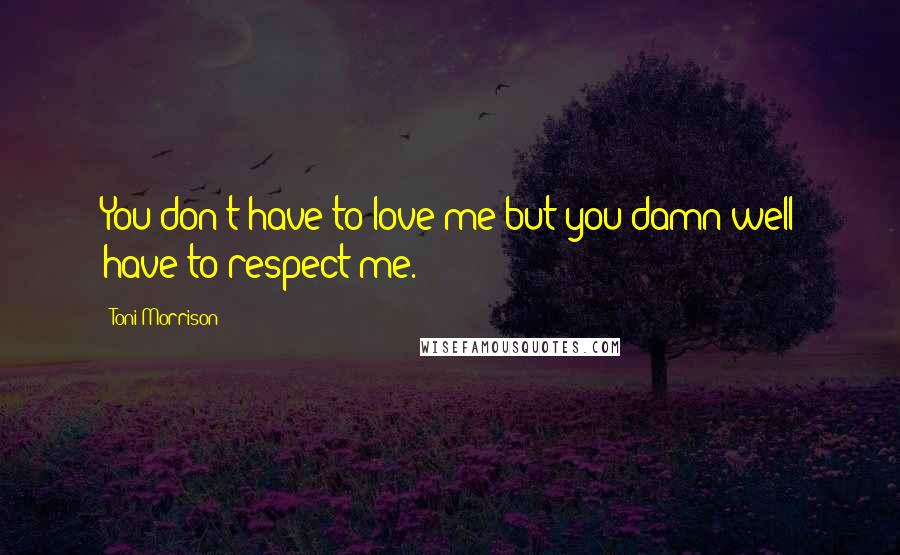 Toni Morrison Quotes: You don't have to love me but you damn well have to respect me.