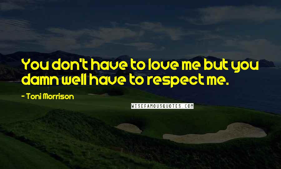 Toni Morrison Quotes: You don't have to love me but you damn well have to respect me.