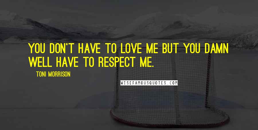 Toni Morrison Quotes: You don't have to love me but you damn well have to respect me.