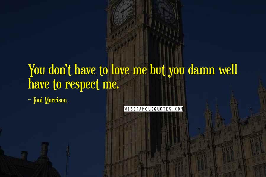 Toni Morrison Quotes: You don't have to love me but you damn well have to respect me.