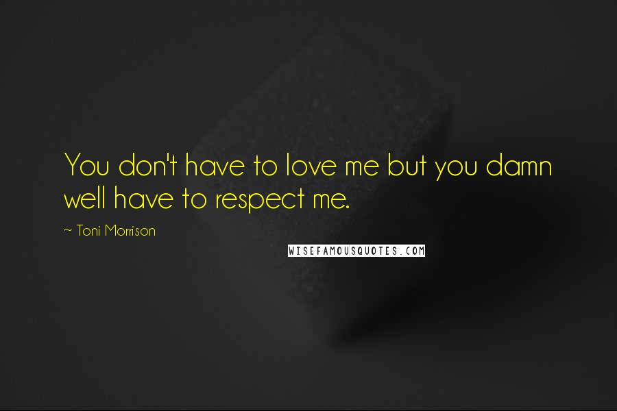 Toni Morrison Quotes: You don't have to love me but you damn well have to respect me.