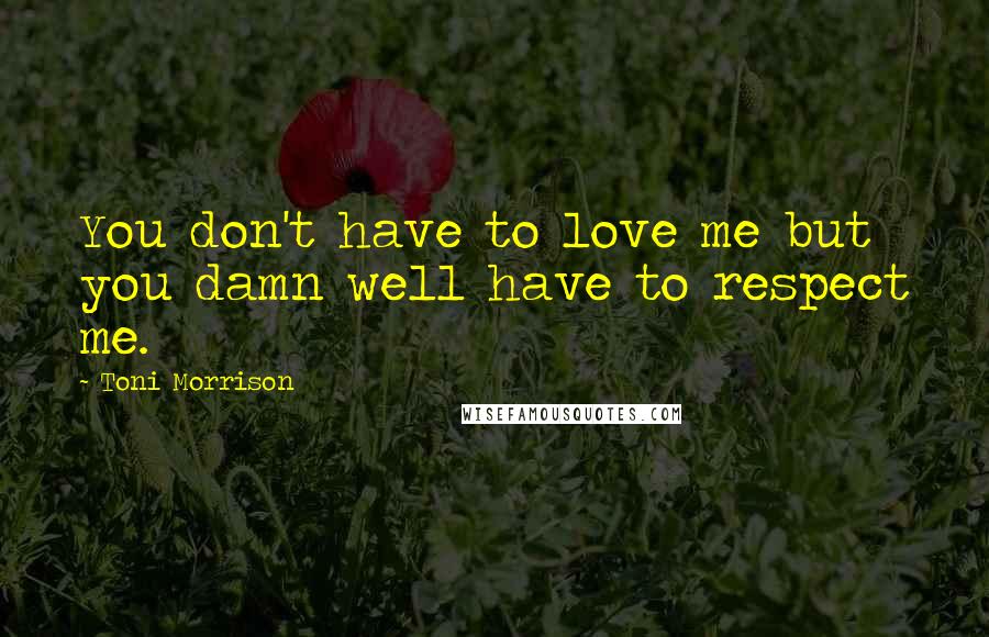 Toni Morrison Quotes: You don't have to love me but you damn well have to respect me.