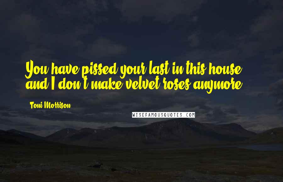 Toni Morrison Quotes: You have pissed your last in this house ... and I don't make velvet roses anymore.