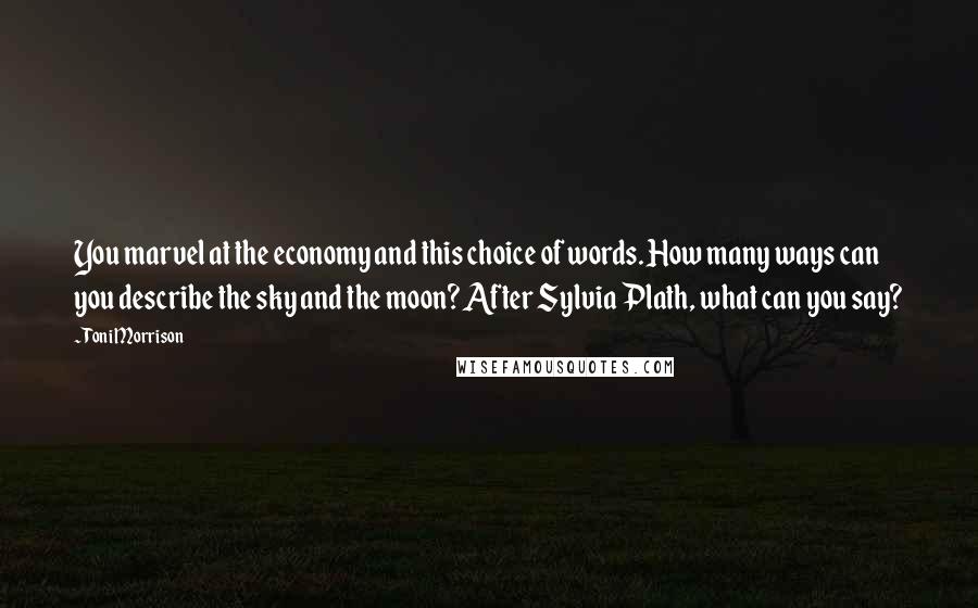 Toni Morrison Quotes: You marvel at the economy and this choice of words. How many ways can you describe the sky and the moon? After Sylvia Plath, what can you say?