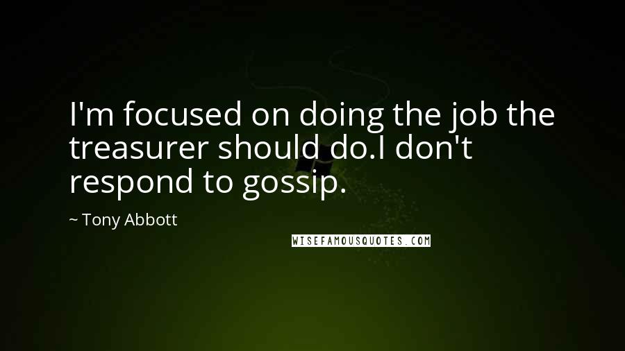 Tony Abbott Quotes: I'm focused on doing the job the treasurer should do.I don't respond to gossip.