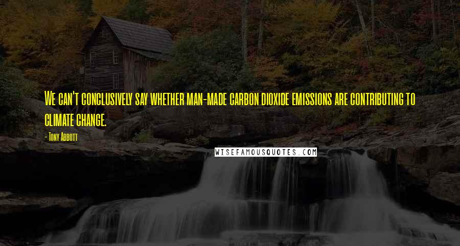 Tony Abbott Quotes: We can't conclusively say whether man-made carbon dioxide emissions are contributing to climate change.