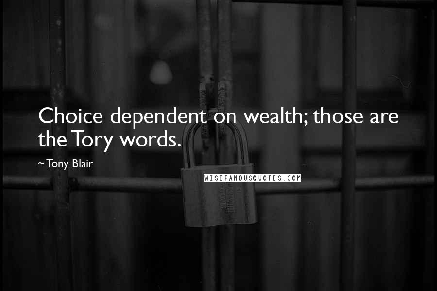 Tony Blair Quotes: Choice dependent on wealth; those are the Tory words.