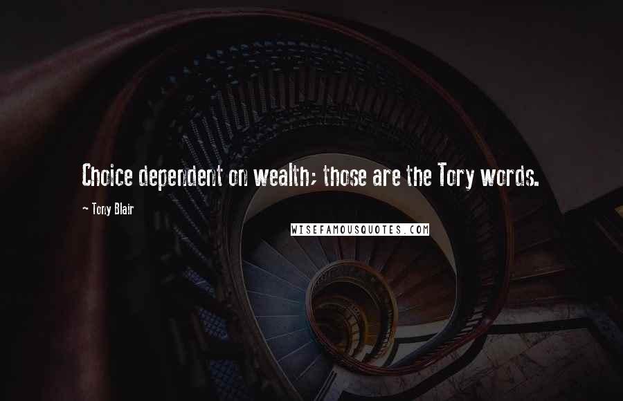 Tony Blair Quotes: Choice dependent on wealth; those are the Tory words.