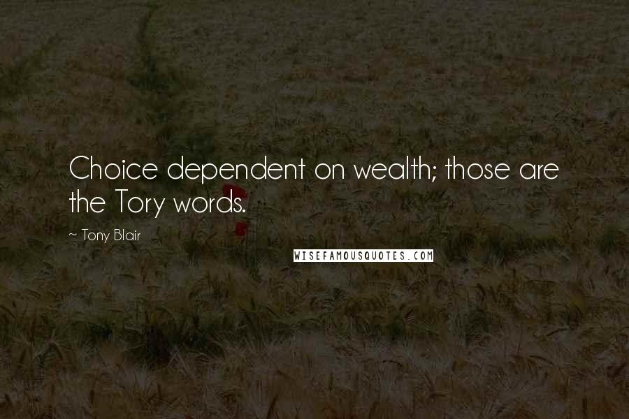 Tony Blair Quotes: Choice dependent on wealth; those are the Tory words.