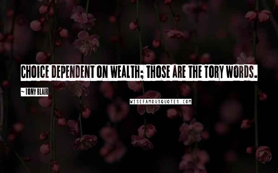 Tony Blair Quotes: Choice dependent on wealth; those are the Tory words.