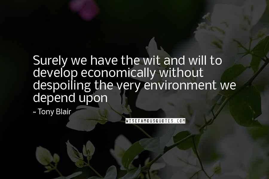Tony Blair Quotes: Surely we have the wit and will to develop economically without despoiling the very environment we depend upon