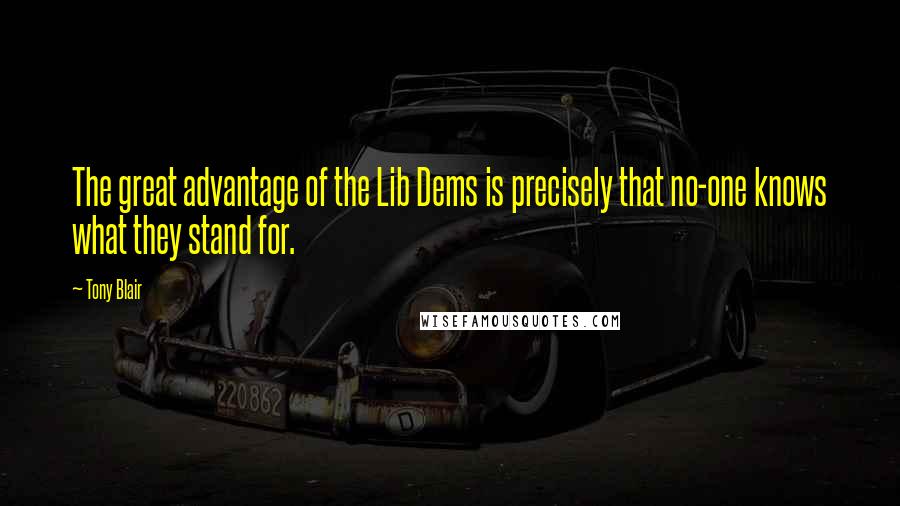 Tony Blair Quotes: The great advantage of the Lib Dems is precisely that no-one knows what they stand for.