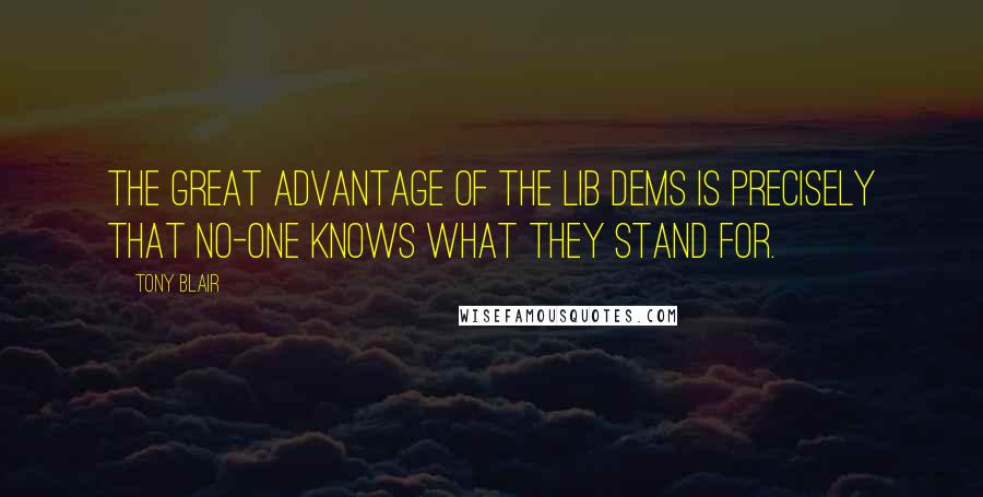 Tony Blair Quotes: The great advantage of the Lib Dems is precisely that no-one knows what they stand for.