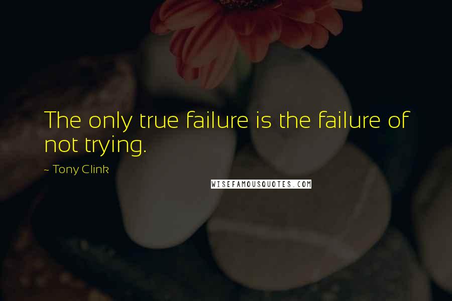 Tony Clink Quotes: The only true failure is the failure of not trying.