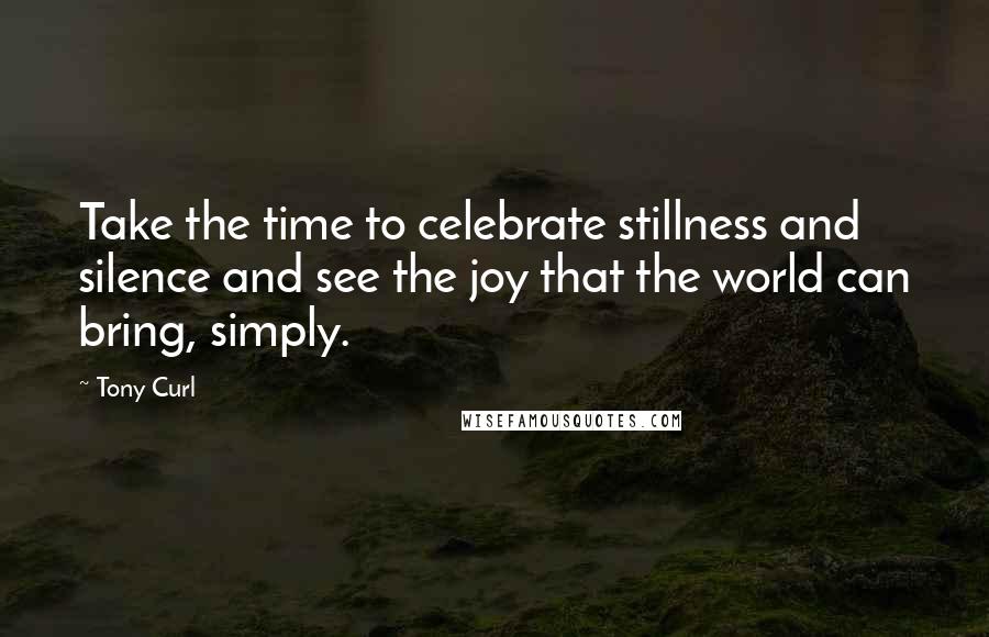 Tony Curl Quotes: Take the time to celebrate stillness and silence and see the joy that the world can bring, simply.