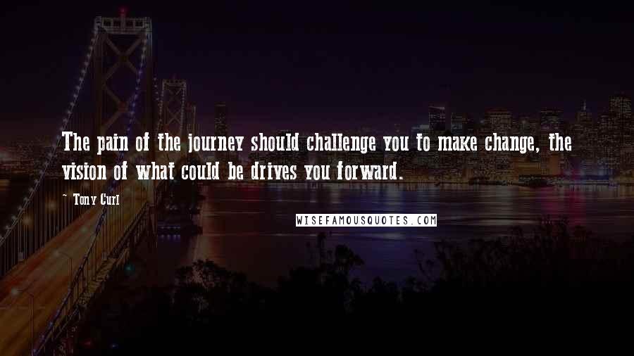 Tony Curl Quotes: The pain of the journey should challenge you to make change, the vision of what could be drives you forward.