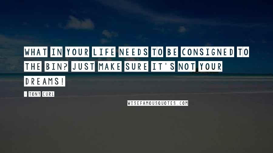 Tony Curl Quotes: What in your life needs to be consigned to the bin? Just make sure it's not your dreams!