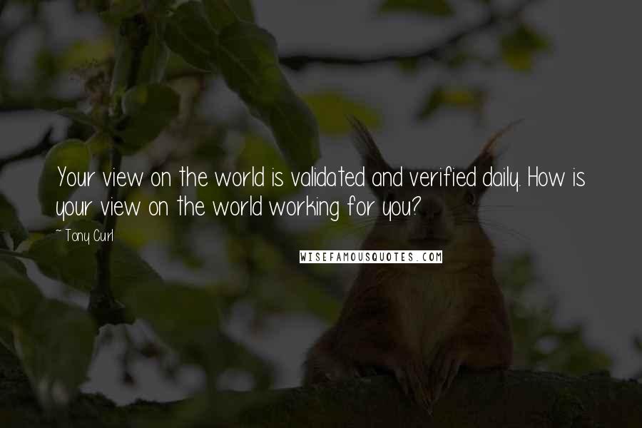 Tony Curl Quotes: Your view on the world is validated and verified daily. How is your view on the world working for you?