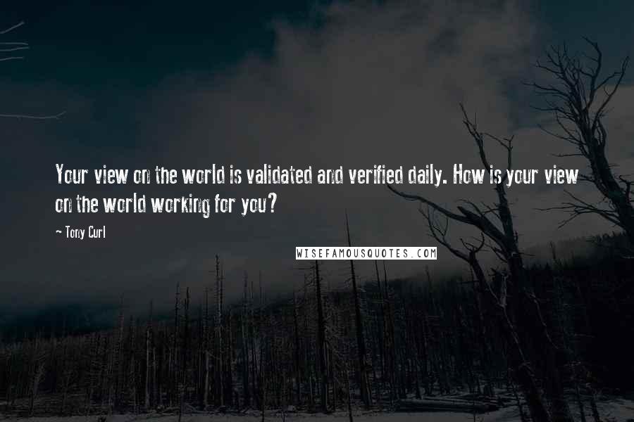 Tony Curl Quotes: Your view on the world is validated and verified daily. How is your view on the world working for you?