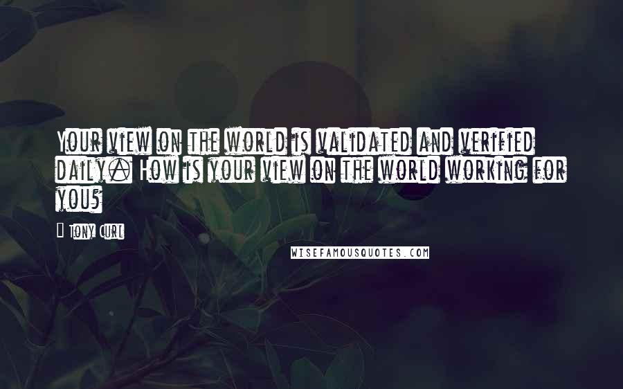 Tony Curl Quotes: Your view on the world is validated and verified daily. How is your view on the world working for you?