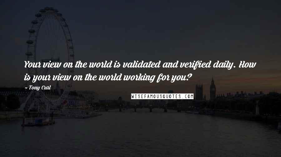 Tony Curl Quotes: Your view on the world is validated and verified daily. How is your view on the world working for you?