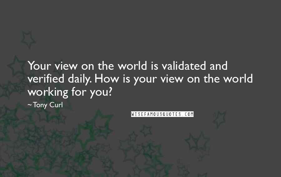 Tony Curl Quotes: Your view on the world is validated and verified daily. How is your view on the world working for you?