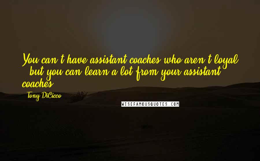 Tony DiCicco Quotes: You can't have assistant coaches who aren't loyal - but you can learn a lot from your assistant coaches.