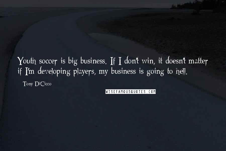 Tony DiCicco Quotes: Youth soccer is big business. If I don't win, it doesn't matter if I'm developing players, my business is going to hell.