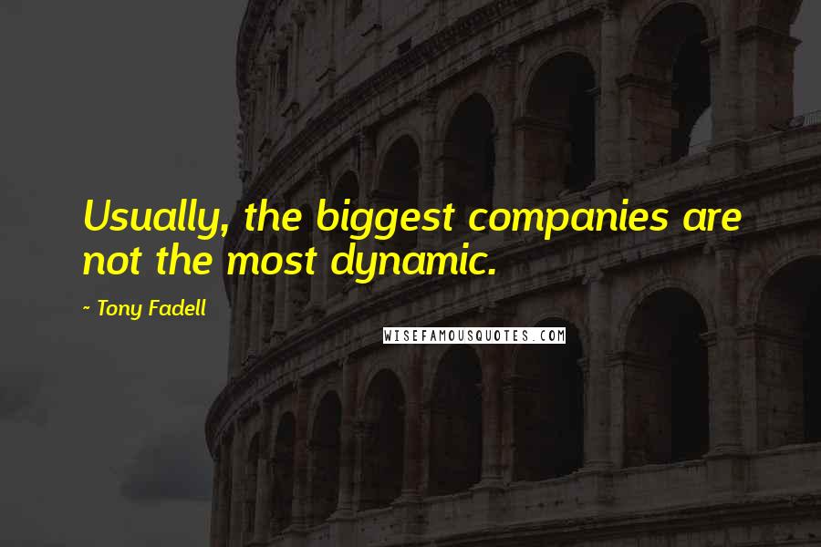 Tony Fadell Quotes: Usually, the biggest companies are not the most dynamic.