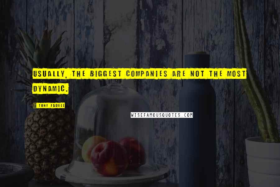 Tony Fadell Quotes: Usually, the biggest companies are not the most dynamic.