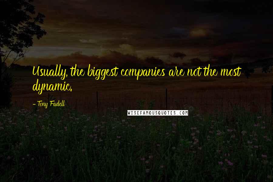 Tony Fadell Quotes: Usually, the biggest companies are not the most dynamic.