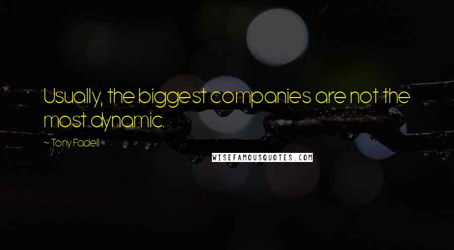 Tony Fadell Quotes: Usually, the biggest companies are not the most dynamic.