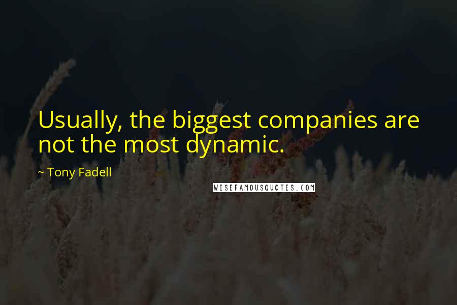 Tony Fadell Quotes: Usually, the biggest companies are not the most dynamic.