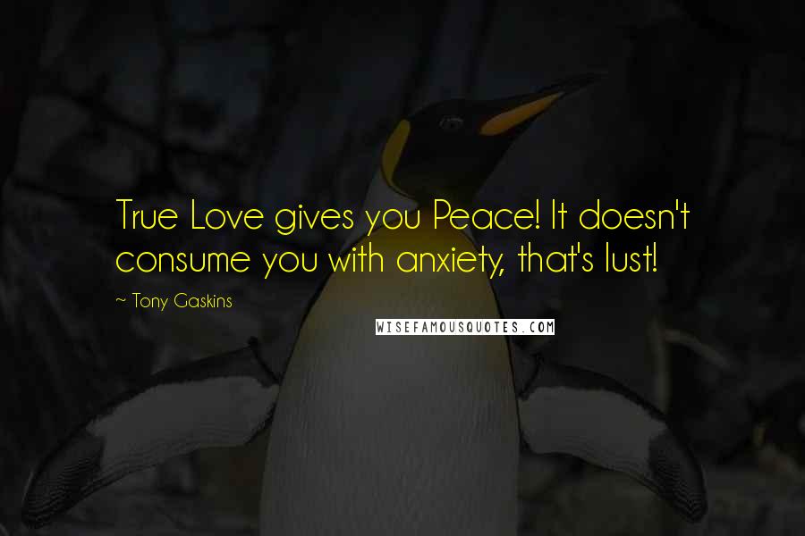 Tony Gaskins Quotes: True Love gives you Peace! It doesn't consume you with anxiety, that's lust!