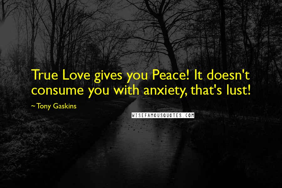 Tony Gaskins Quotes: True Love gives you Peace! It doesn't consume you with anxiety, that's lust!
