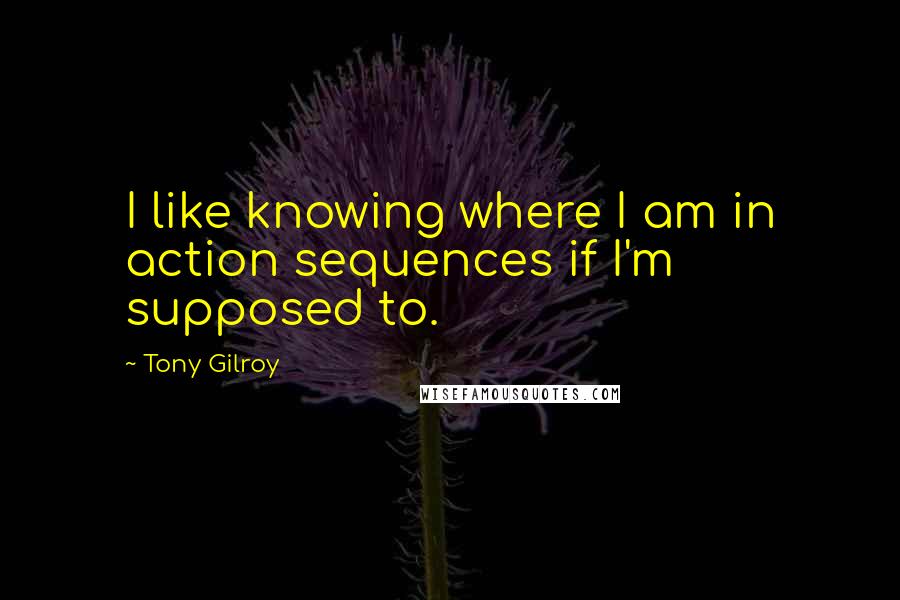 Tony Gilroy Quotes: I like knowing where I am in action sequences if I'm supposed to.