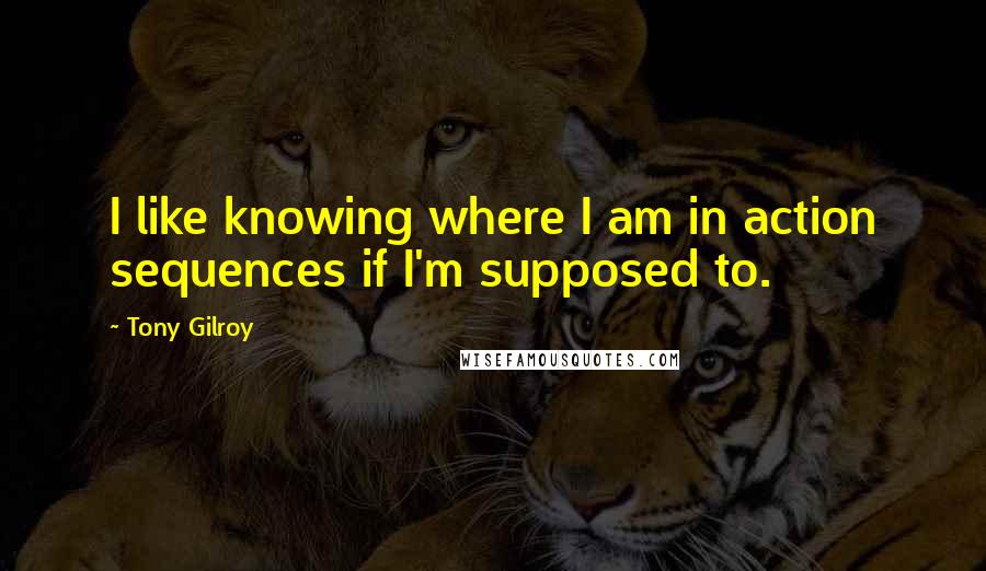 Tony Gilroy Quotes: I like knowing where I am in action sequences if I'm supposed to.