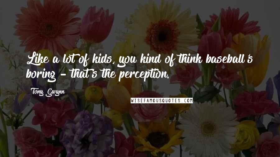 Tony Gwynn Quotes: Like a lot of kids, you kind of think baseball's boring - that's the perception.