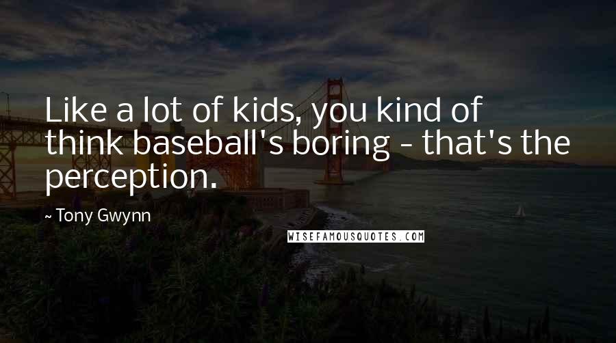 Tony Gwynn Quotes: Like a lot of kids, you kind of think baseball's boring - that's the perception.