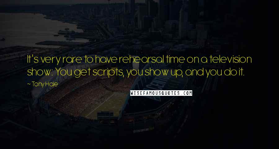 Tony Hale Quotes: It's very rare to have rehearsal time on a television show: You get scripts, you show up, and you do it.