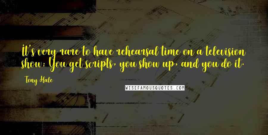 Tony Hale Quotes: It's very rare to have rehearsal time on a television show: You get scripts, you show up, and you do it.