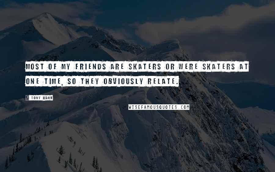 Tony Hawk Quotes: Most of my friends are skaters or were skaters at one time, so they obviously relate.